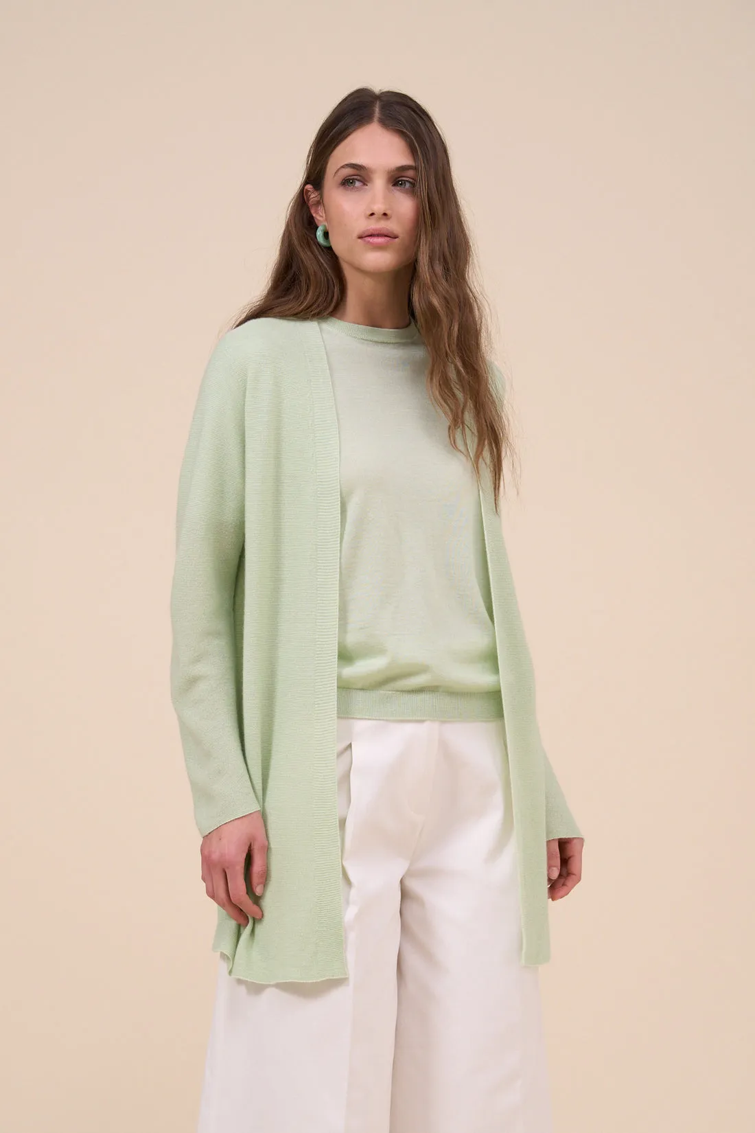 ROMETTA LIGHT GREEN CASHMERE SILK CARDIGAN