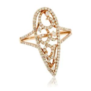 Rose Gold Right Hand Diamond Statement Ring