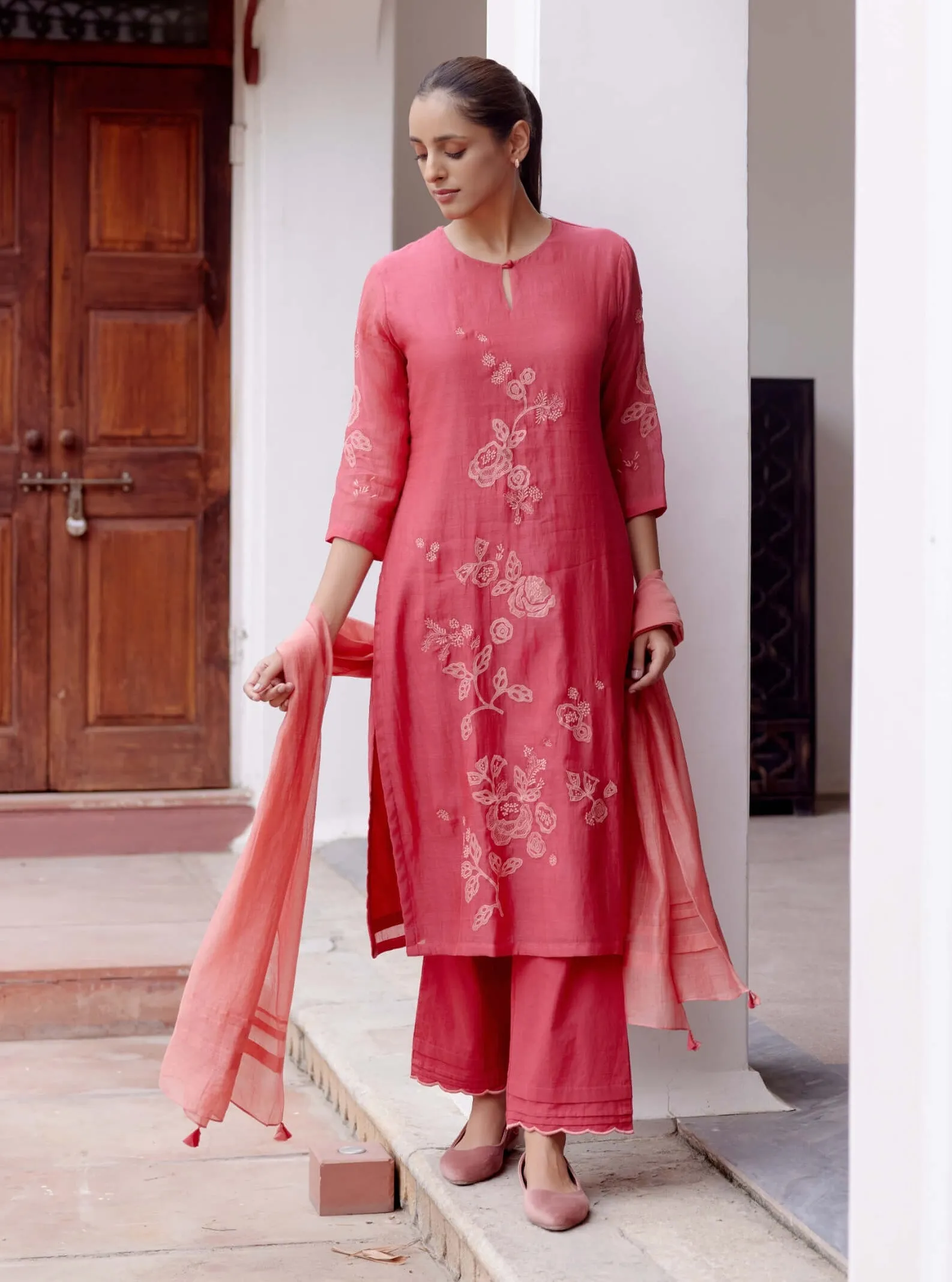 Rosewood applique kurta set
