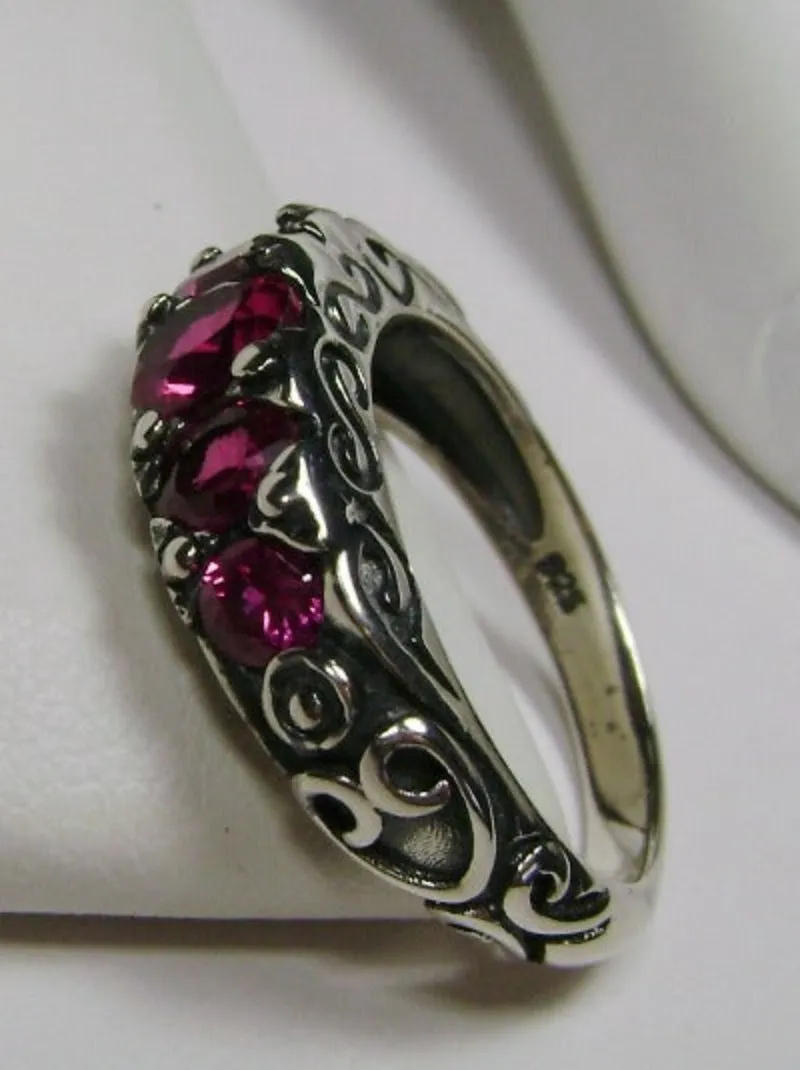 Ruby Ring, Natural or Simulated Gem, 5-stone Georgian Victorian Jewelry #D19