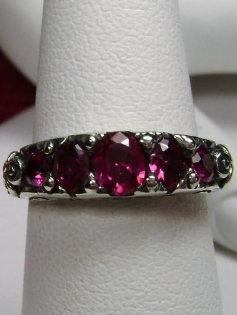 Ruby Ring, Natural or Simulated Gem, 5-stone Georgian Victorian Jewelry #D19