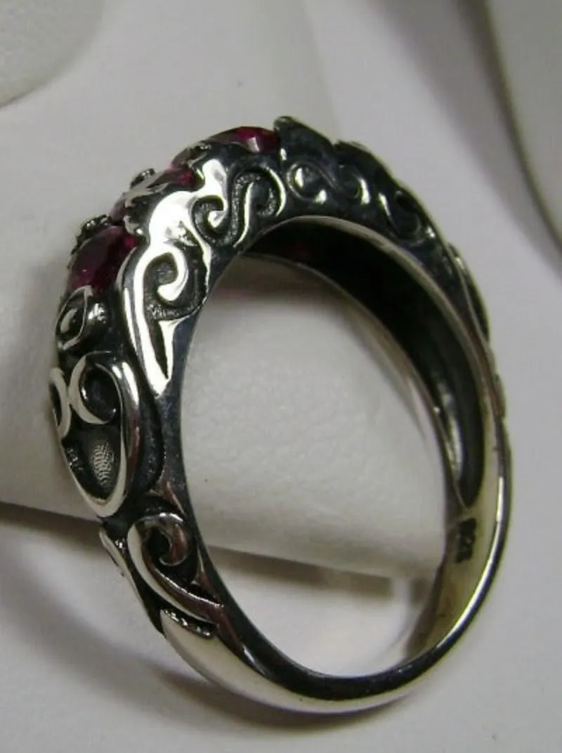 Ruby Ring, Natural or Simulated Gem, 5-stone Georgian Victorian Jewelry #D19