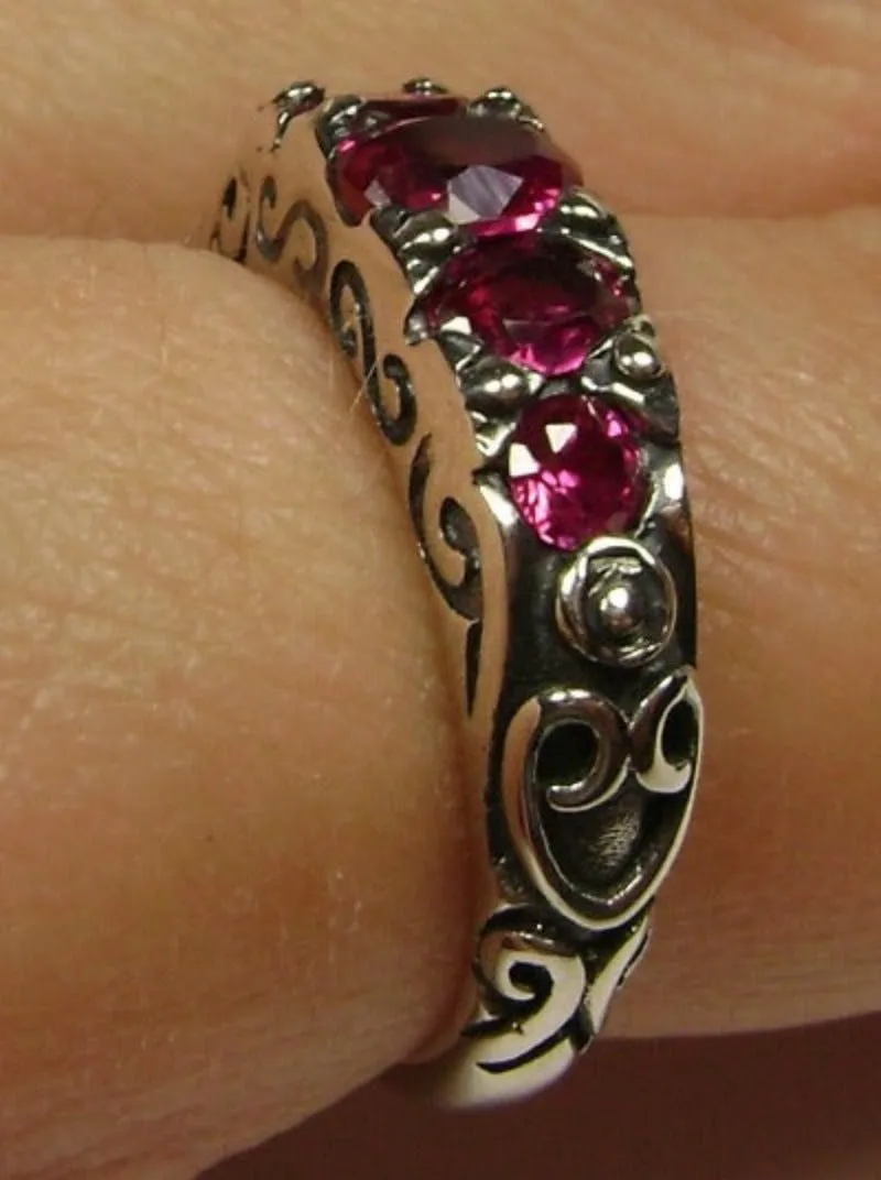 Ruby Ring, Natural or Simulated Gem, 5-stone Georgian Victorian Jewelry #D19