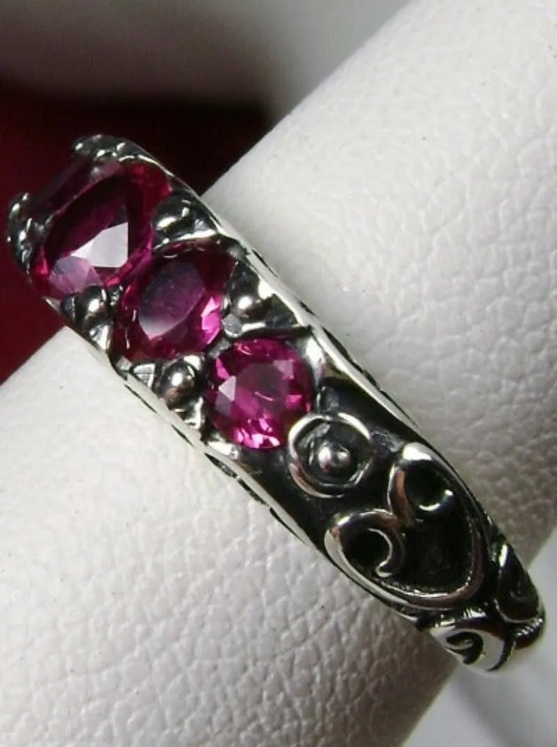 Ruby Ring, Natural or Simulated Gem, 5-stone Georgian Victorian Jewelry #D19