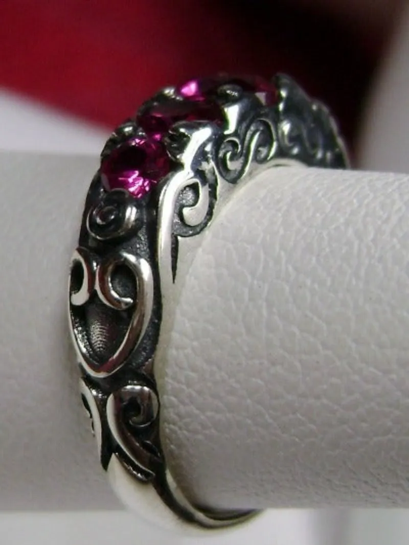 Ruby Ring, Natural or Simulated Gem, 5-stone Georgian Victorian Jewelry #D19