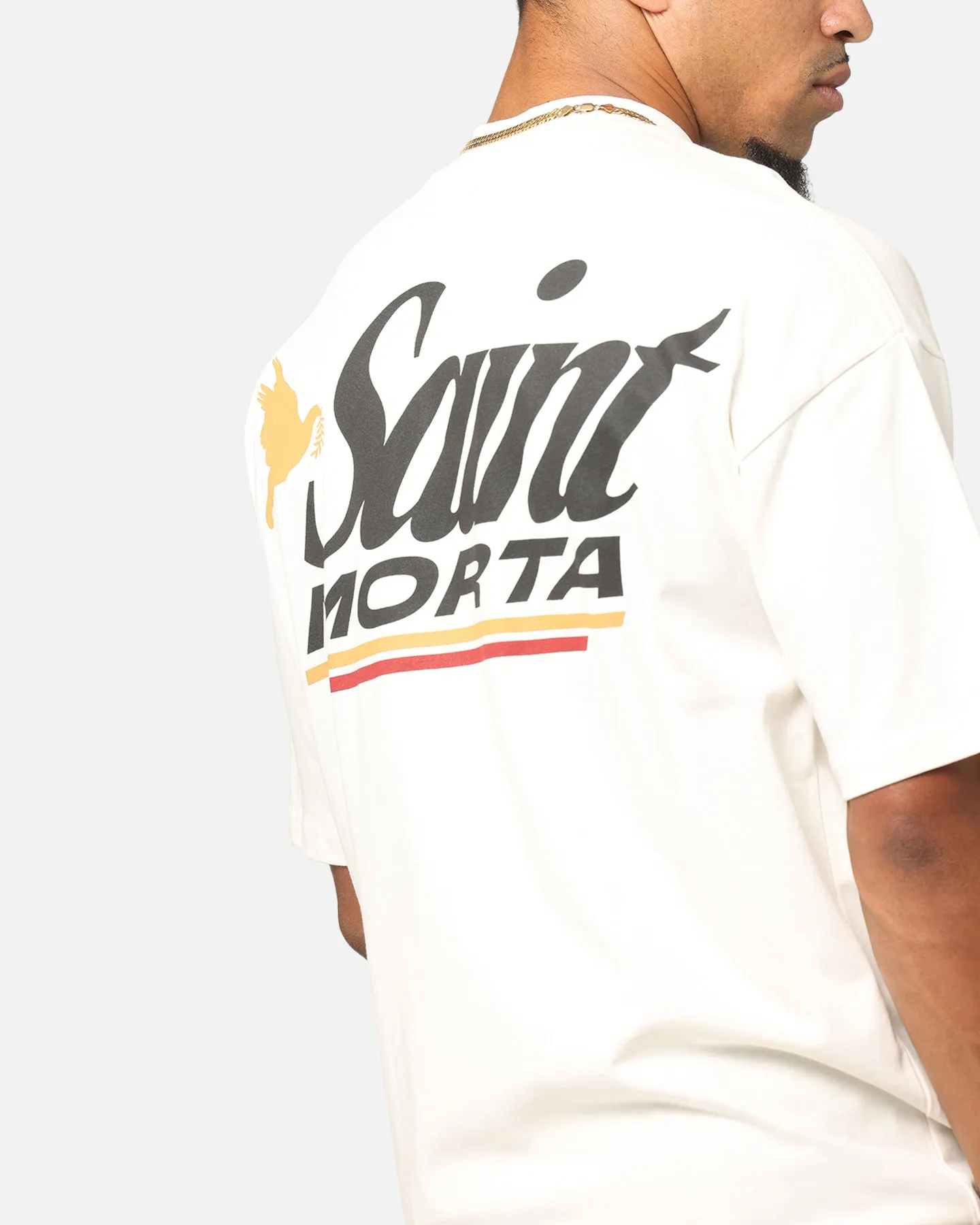 Saint Morta Adrenaline Mock Neck T-Shirt Off White