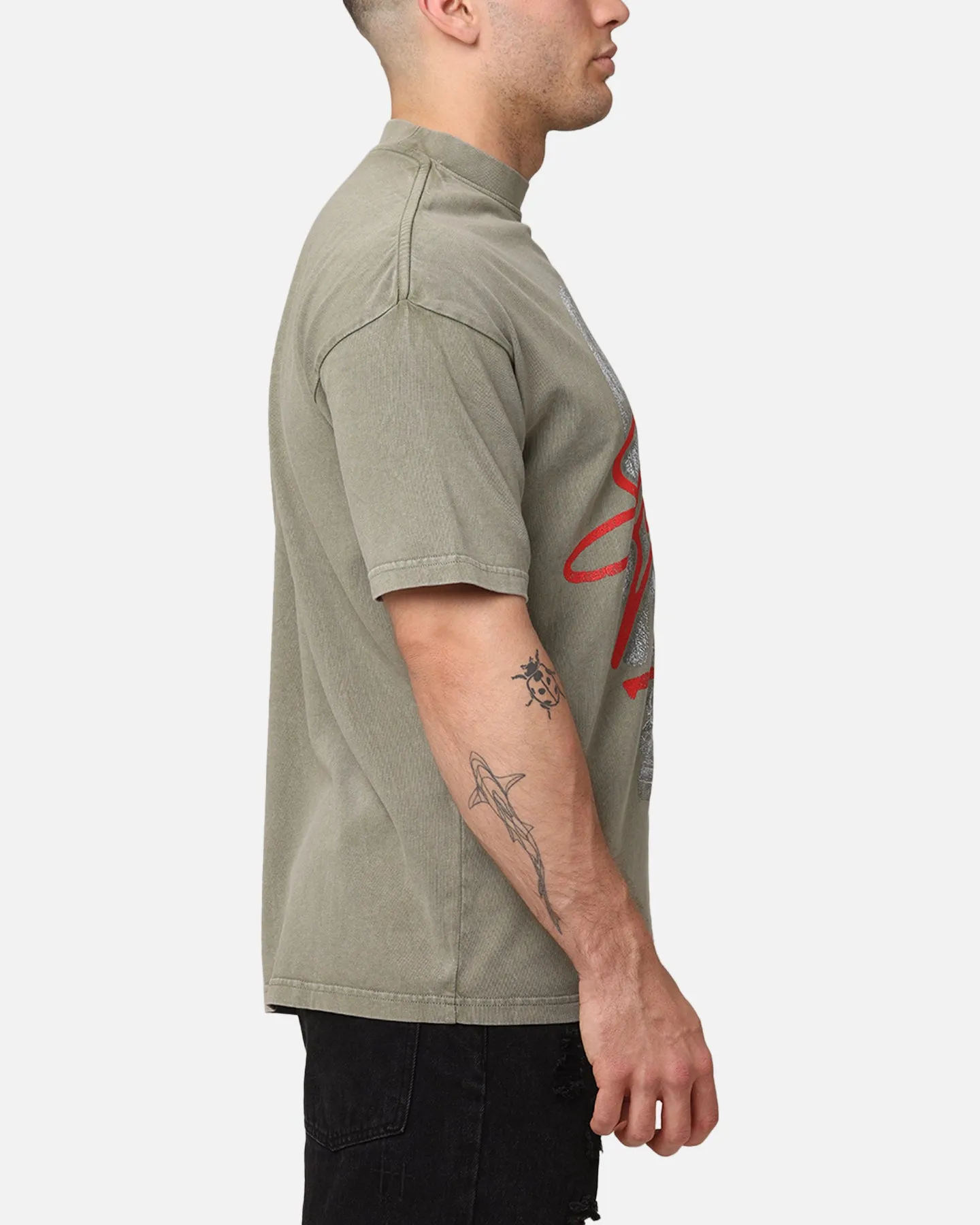 Saint Morta Forever Mock Neck T-Shirt Vintage Khaki