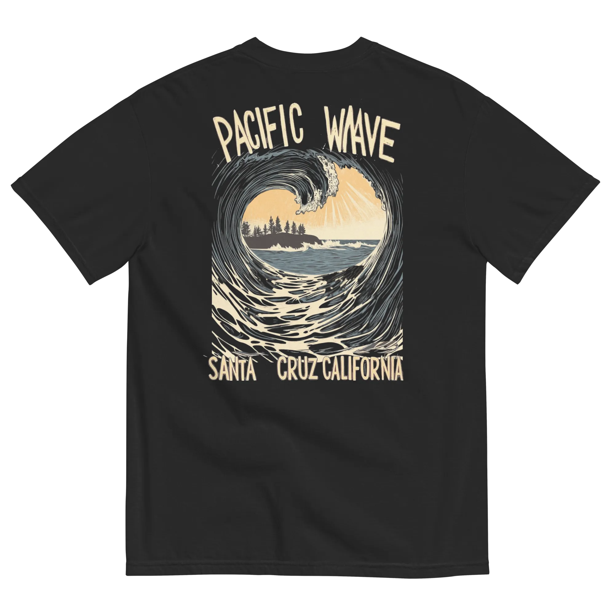 Santa Cruz California Surf Shirt – women's Retro dyed Wave Design heavyweight Tee