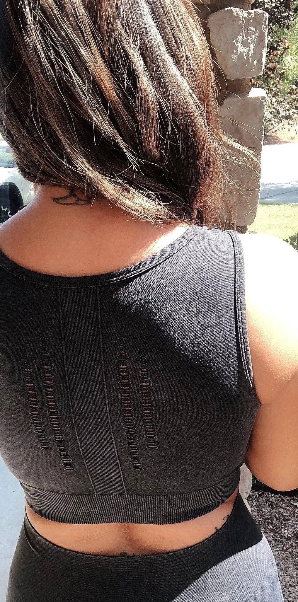 Seamless mineral wash black sports bra