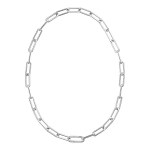 Seamless Oblong Single Diamond Link Necklace