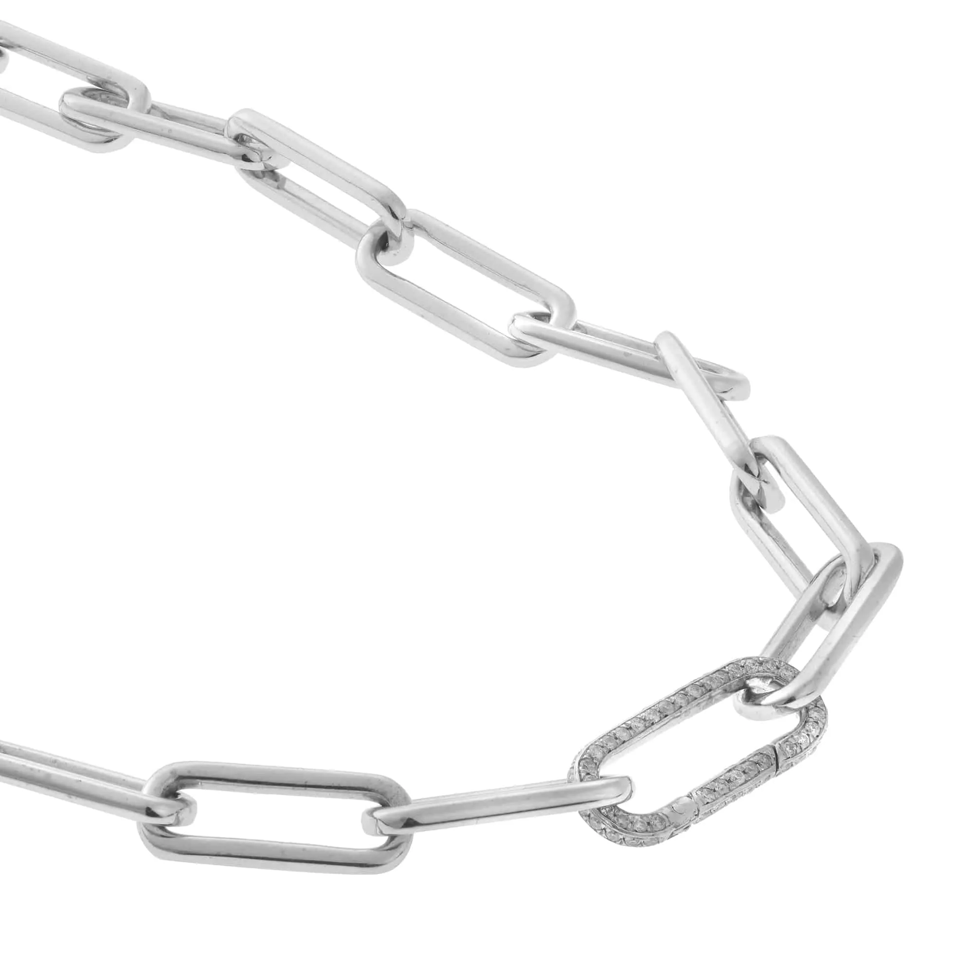 Seamless Oblong Single Diamond Link Necklace