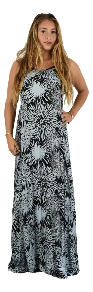 Secret Beach - Bali Dress - Long - Chrysanthemum - Black / Harbor Mist
