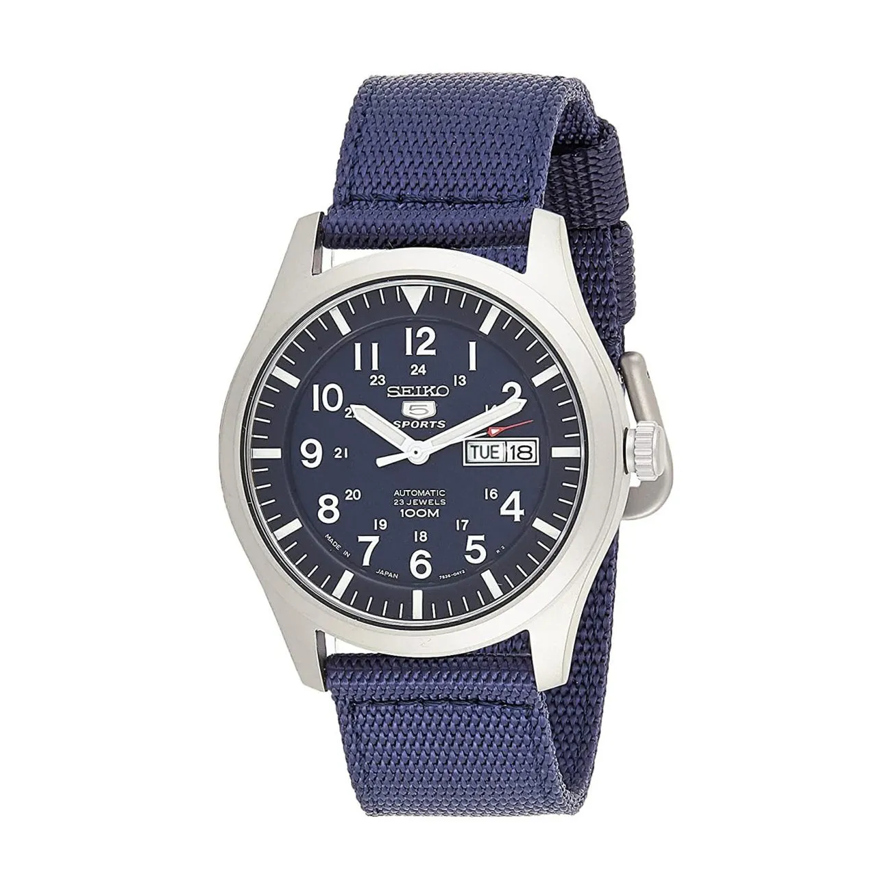 SEIKO 5 SPORTS Automatic made in Japan Blue Dial Nylon Strap Watch SNZG11J1 Men's