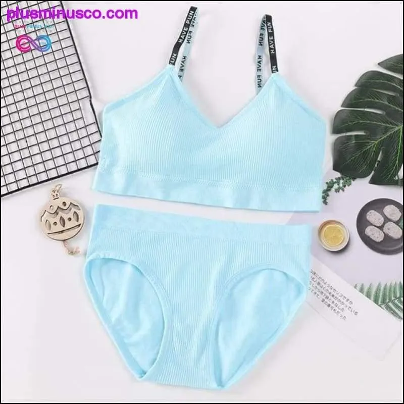 Sexy Women Bra Panties Set Push Up Sports Bra Set Letter