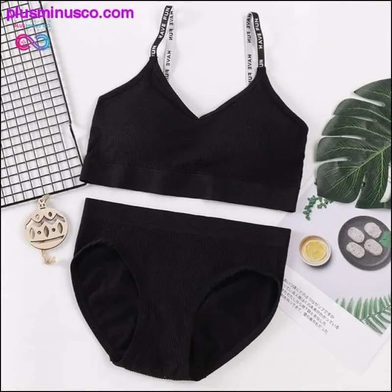 Sexy Women Bra Panties Set Push Up Sports Bra Set Letter