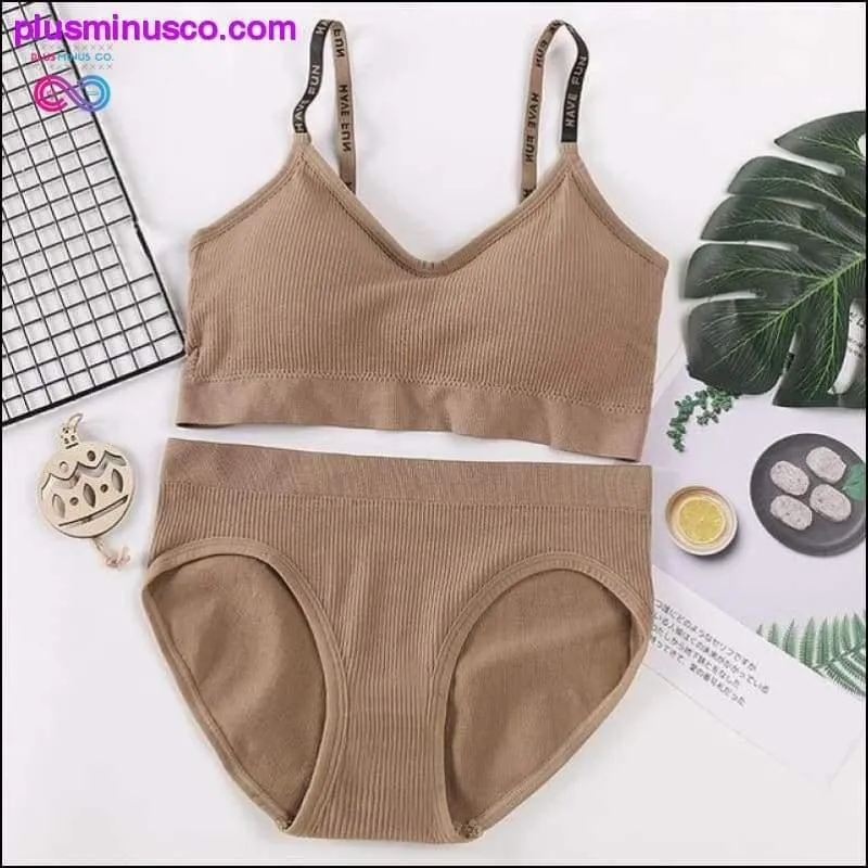 Sexy Women Bra Panties Set Push Up Sports Bra Set Letter