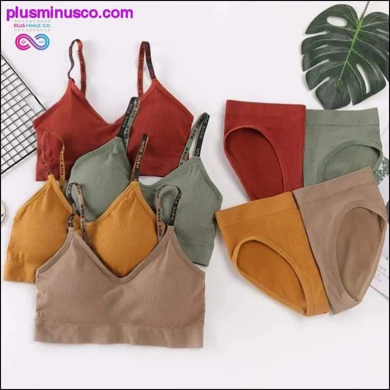 Sexy Women Bra Panties Set Push Up Sports Bra Set Letter