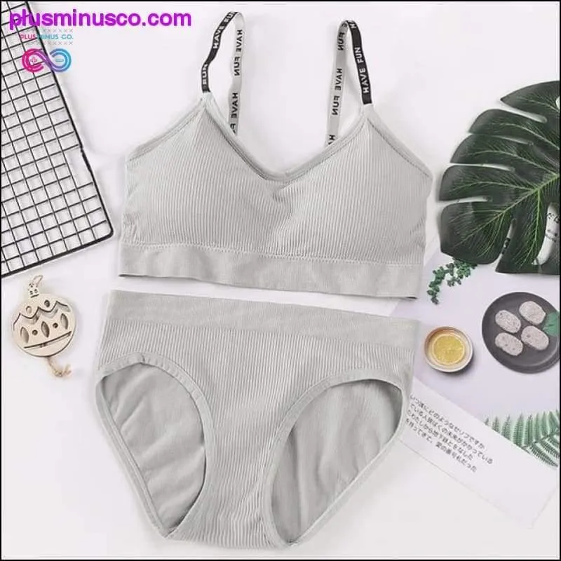 Sexy Women Bra Panties Set Push Up Sports Bra Set Letter