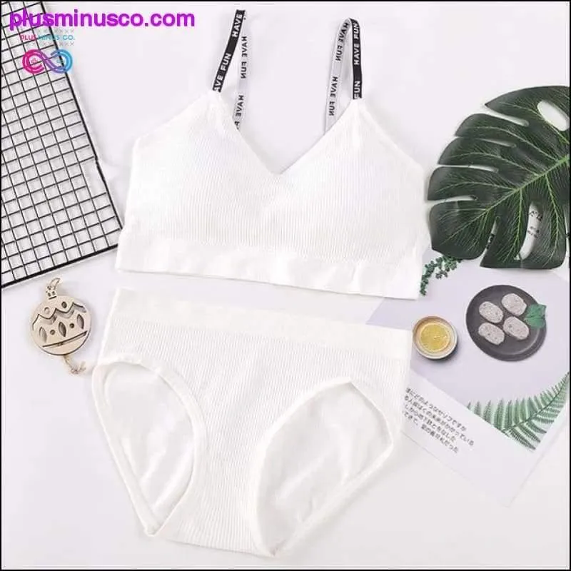 Sexy Women Bra Panties Set Push Up Sports Bra Set Letter