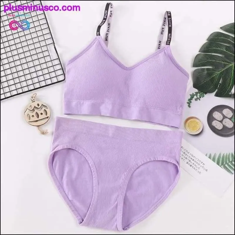 Sexy Women Bra Panties Set Push Up Sports Bra Set Letter
