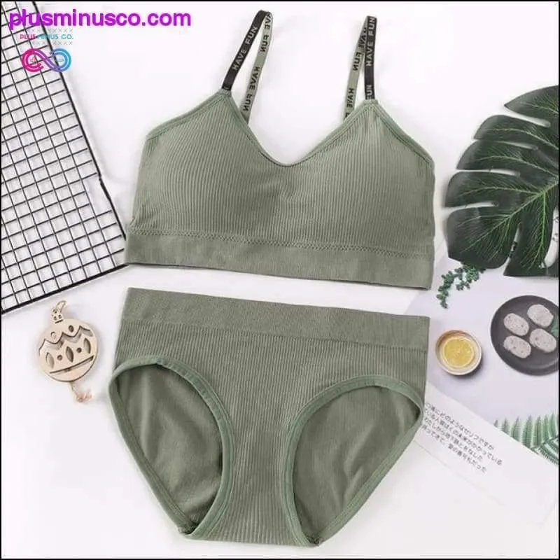 Sexy Women Bra Panties Set Push Up Sports Bra Set Letter