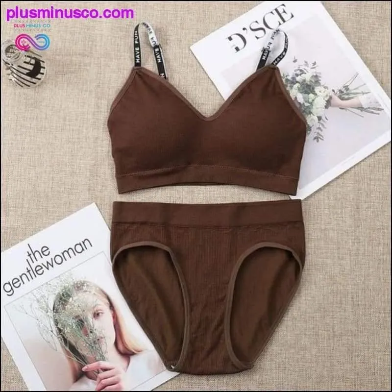 Sexy Women Bra Panties Set Push Up Sports Bra Set Letter