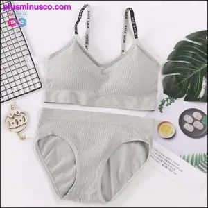 Sexy Women Bra Panties Set Push Up Sports Bra Set Letter