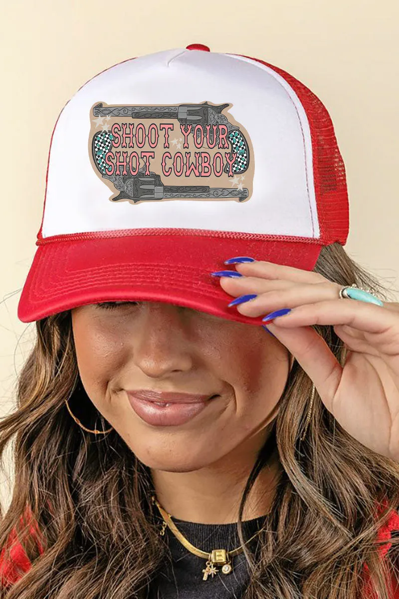 Shoot Your Shot Cowboy Foam Mesh Back Trucker Cap