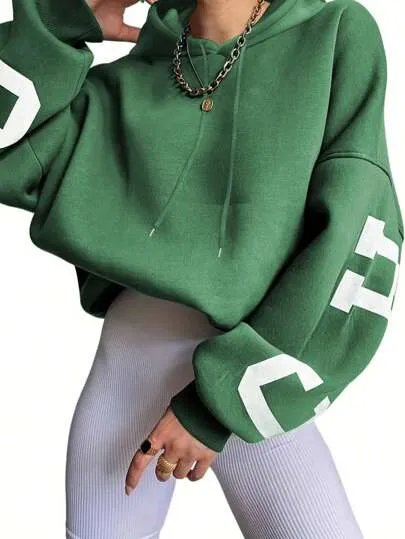 Short-Length Hoodie with Text Print – Casual & Trendy