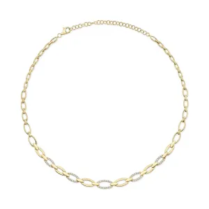 Shy Creation Alternating Diamond Link Necklace