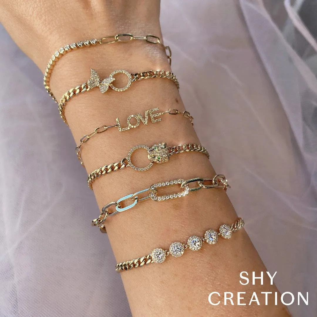 Shy Creation Diamond Circles Cuban Link Bracelet