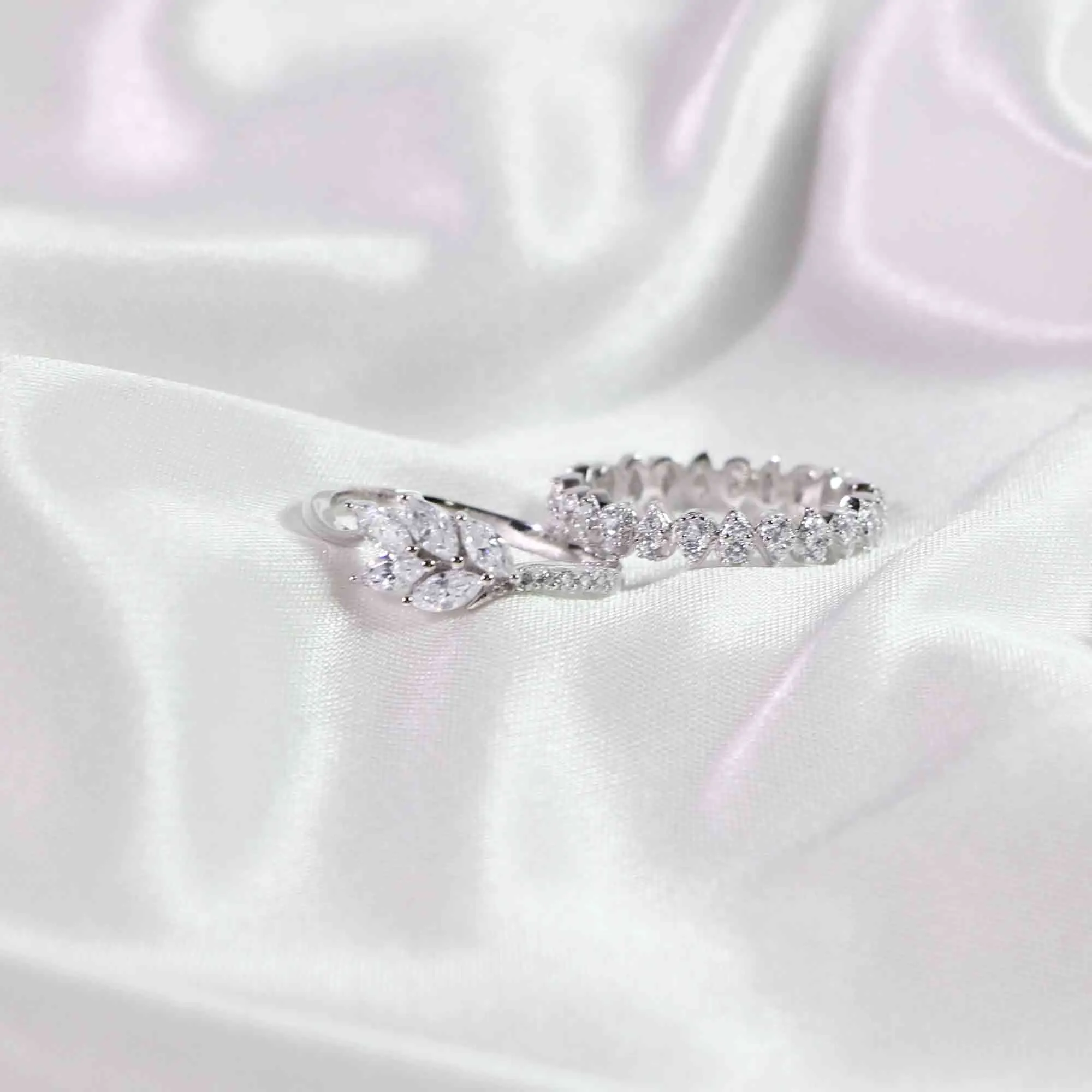 Silver Leaf Branch Diamond Wedding Ring Nature's Grace Collection