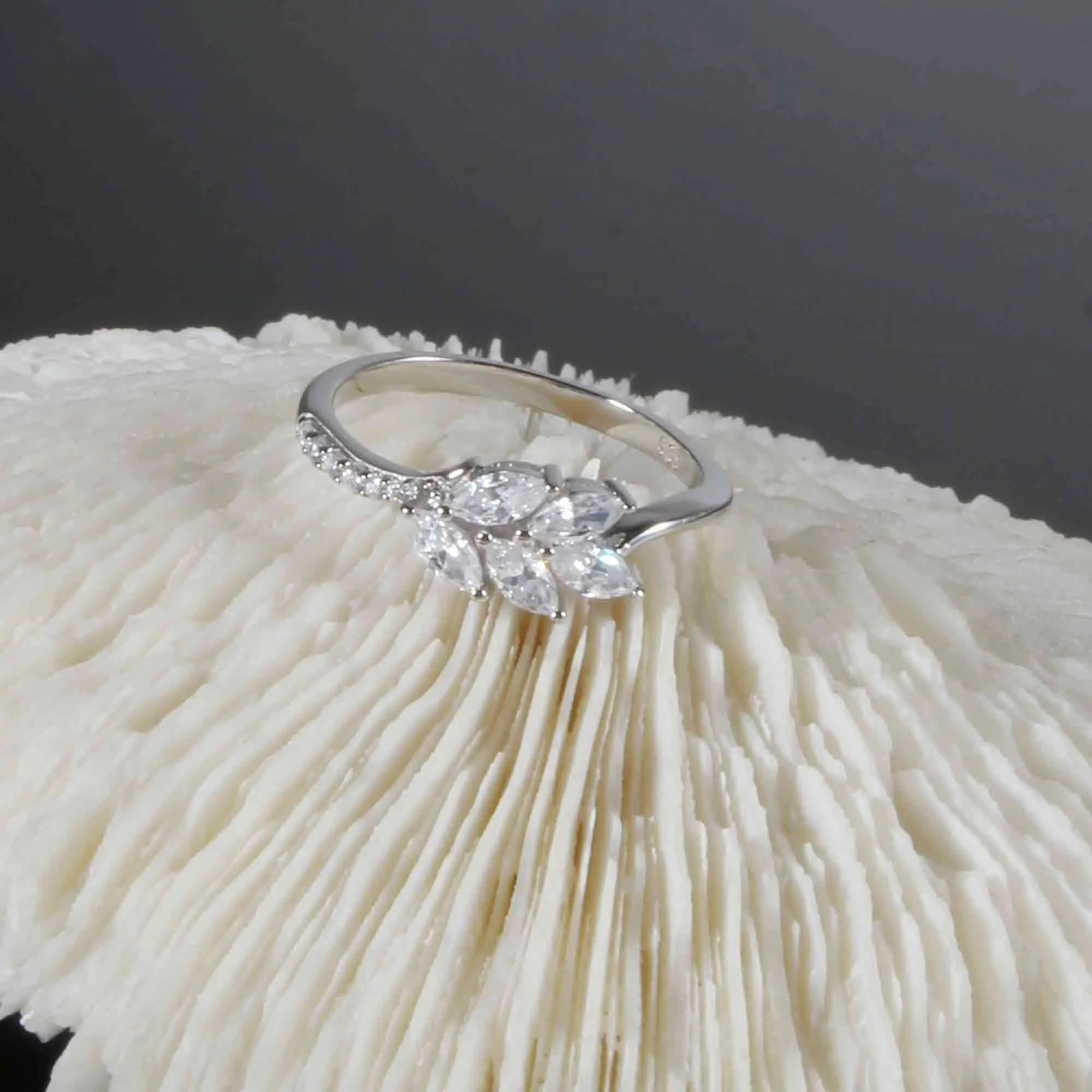 Silver Leaf Branch Diamond Wedding Ring Nature's Grace Collection