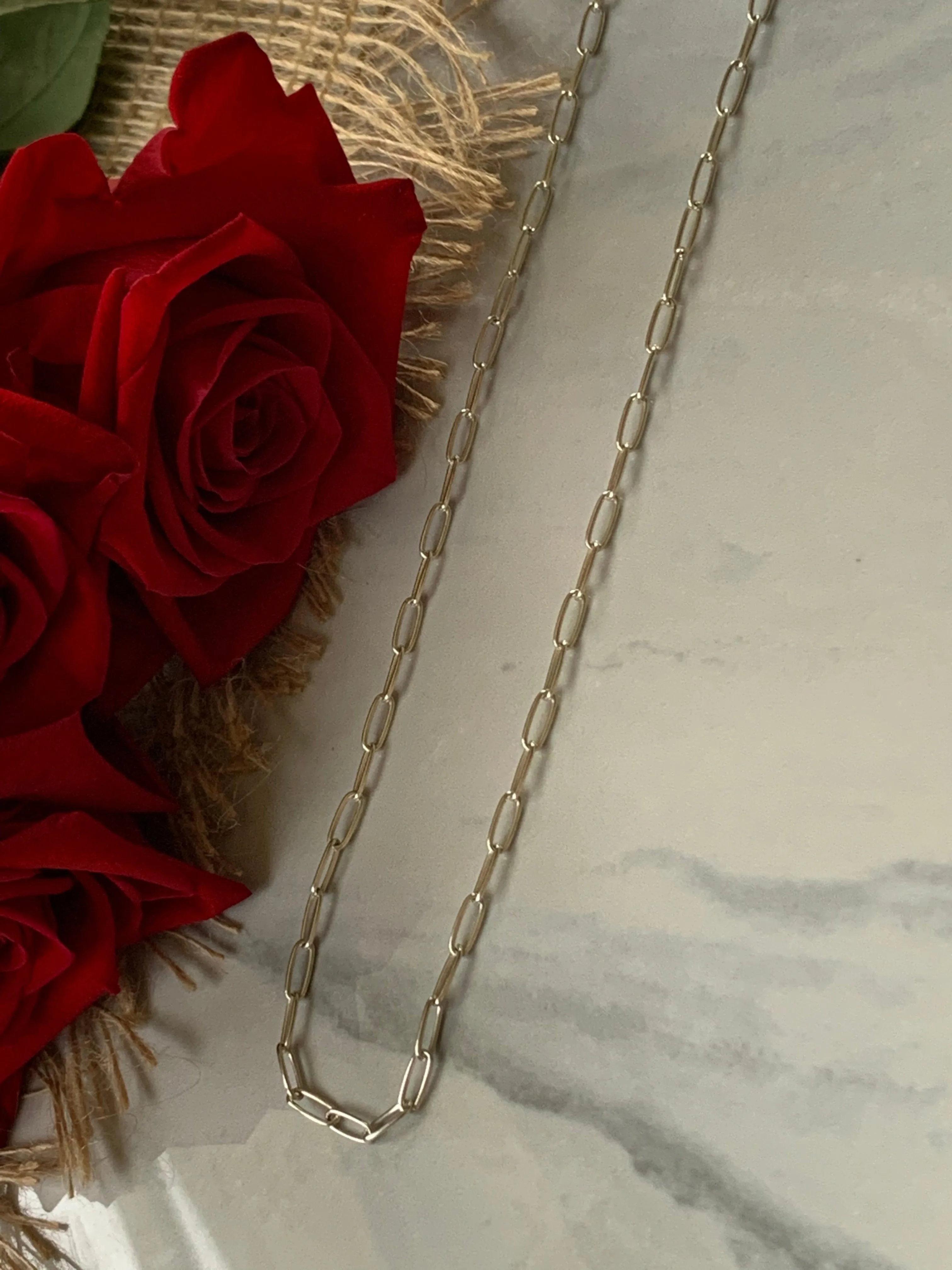 Silver PaperClip Chain Necklace