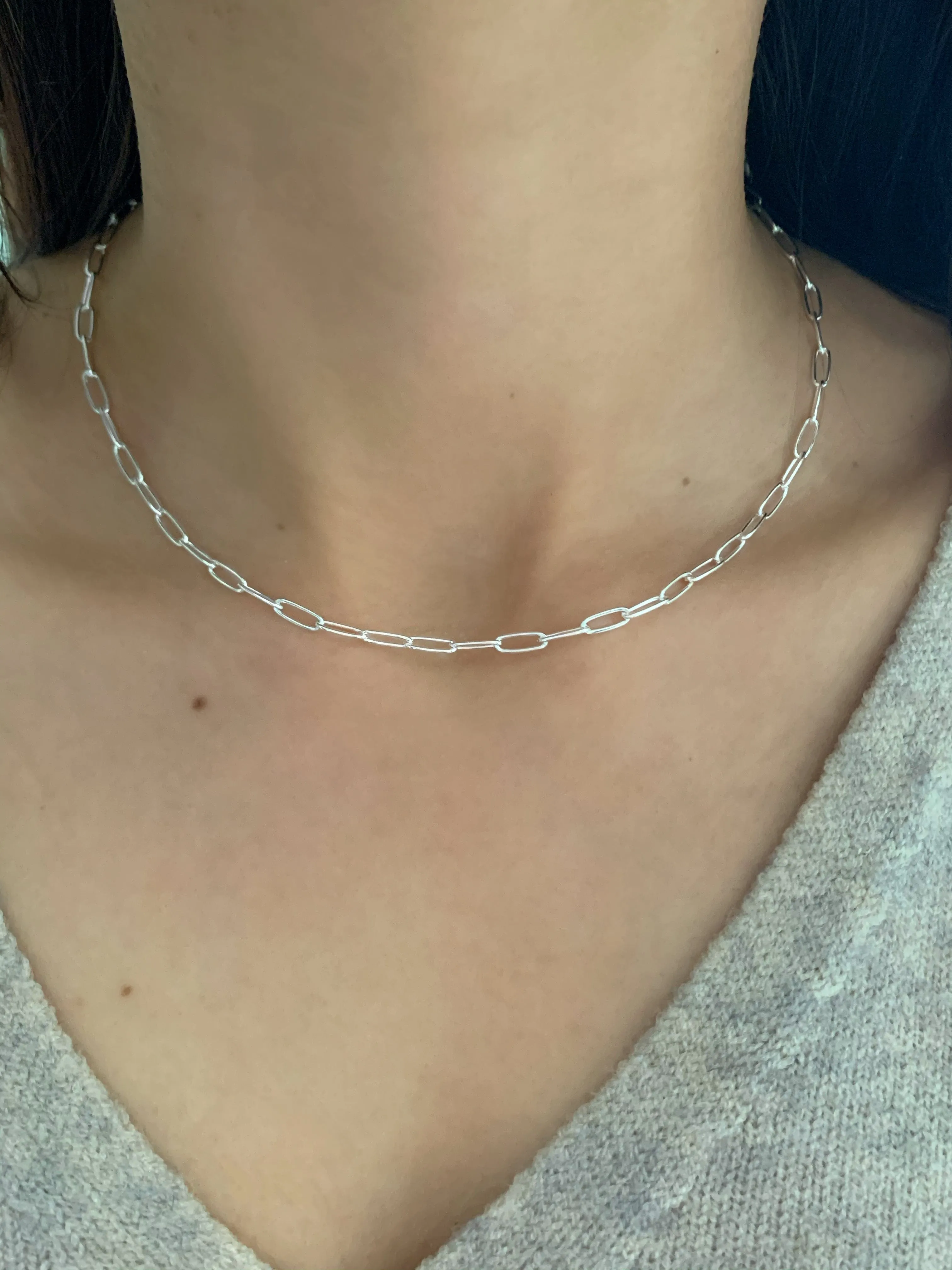 Silver PaperClip Chain Necklace