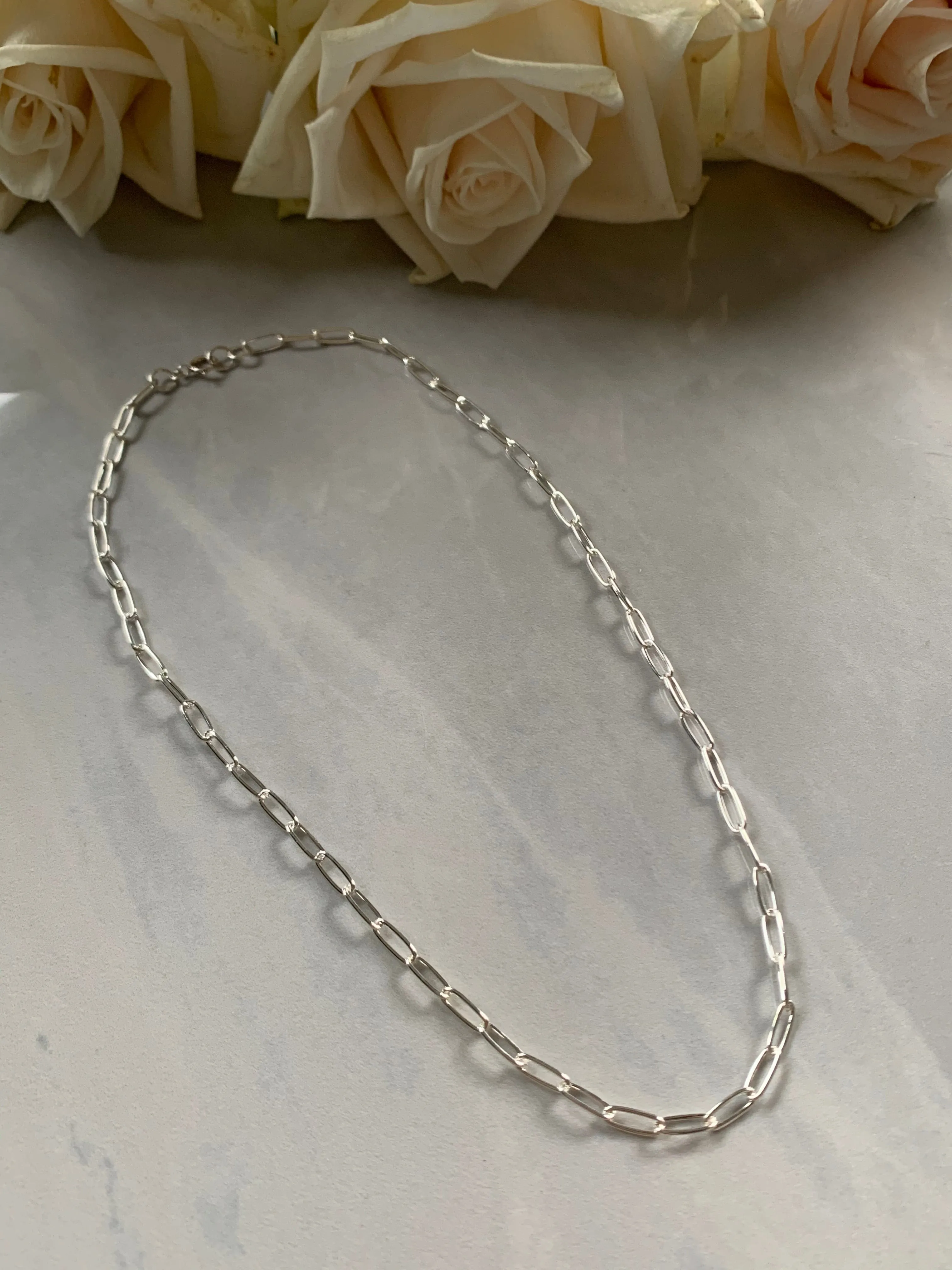 Silver PaperClip Chain Necklace