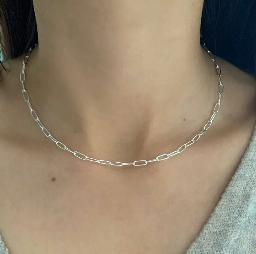 Silver PaperClip Chain Necklace