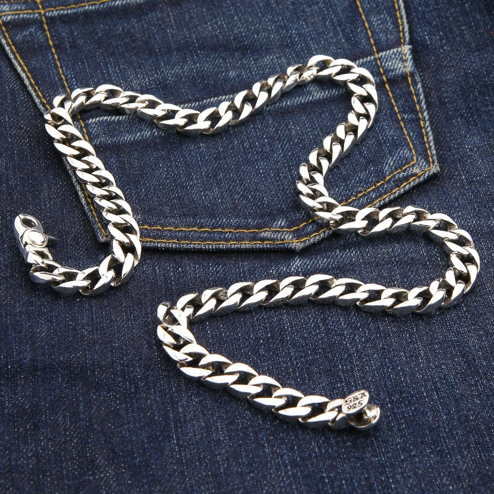 Small Sterling Silver Figaro Cuban Necklace