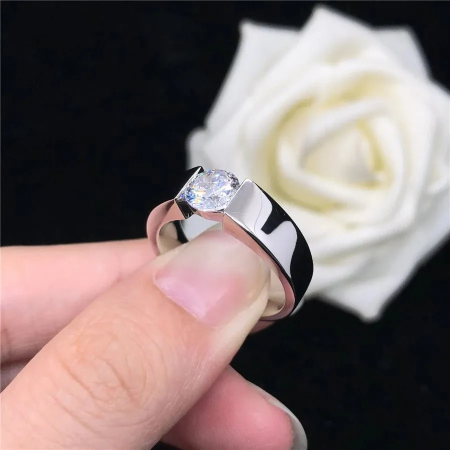 Solid 14k White Gold 1.0 Ct Diamond Wedding Band