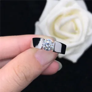 Solid 14k White Gold 1.0 Ct Diamond Wedding Band