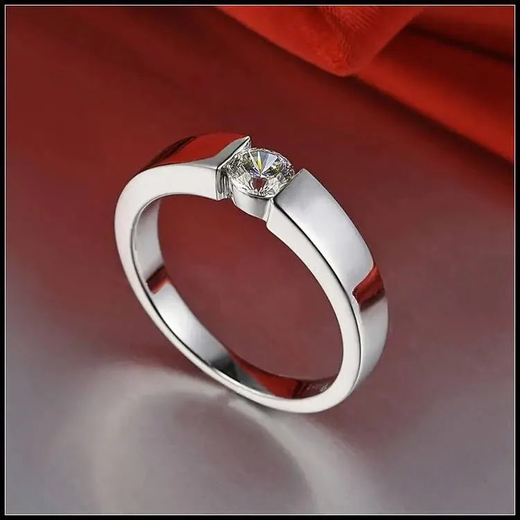 Solid 14k White Gold 1.0 Ct Diamond Wedding Band