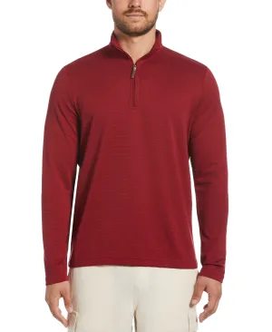 Solid Textured 1/4 Zip Pullover Sweater