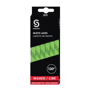 Source for Sports Waxed Hockey Skate Laces - Lime Green / White