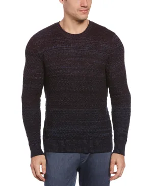 Space Dyed Ombre Print Crew Neck Sweater