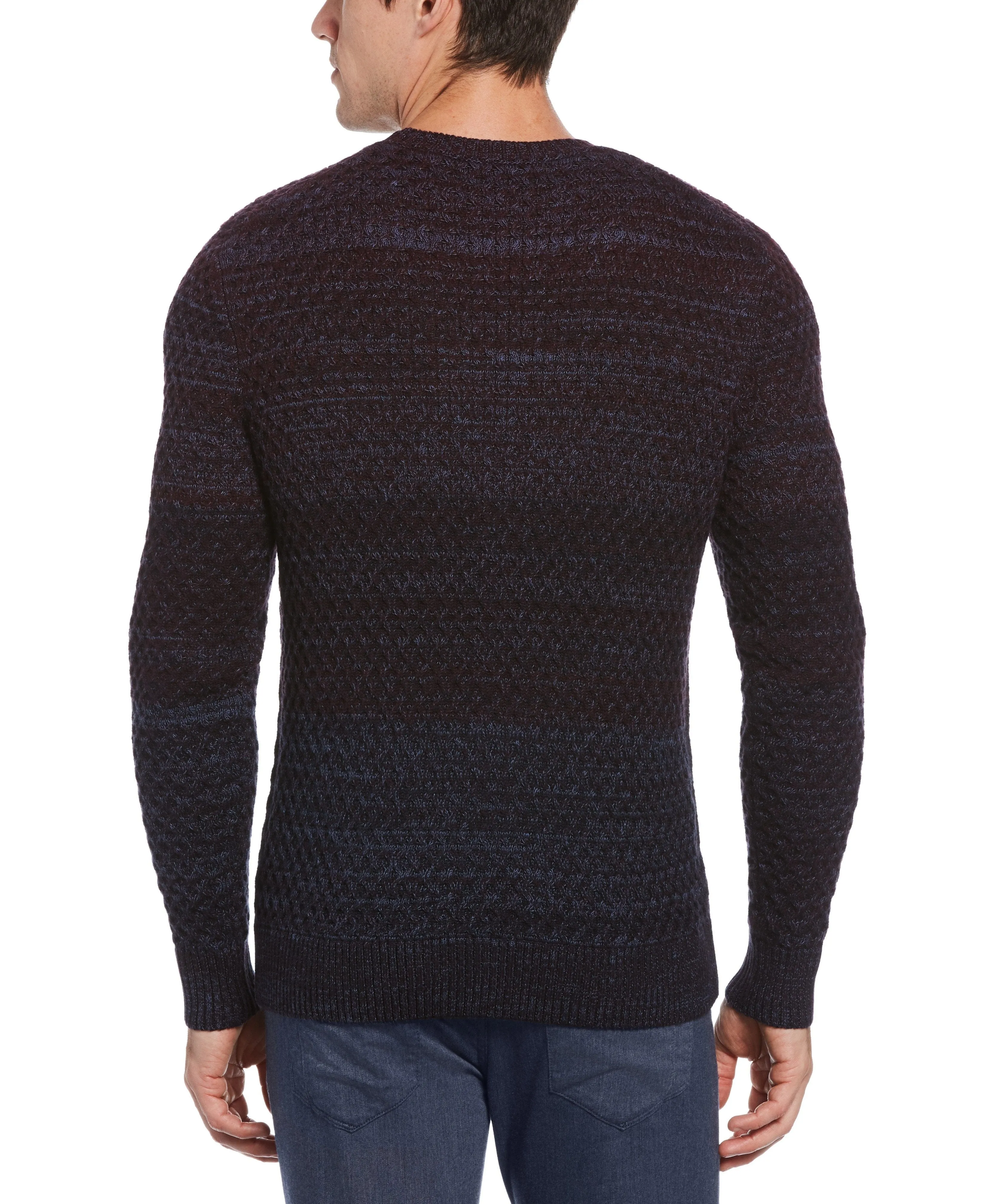Space Dyed Ombre Print Crew Neck Sweater