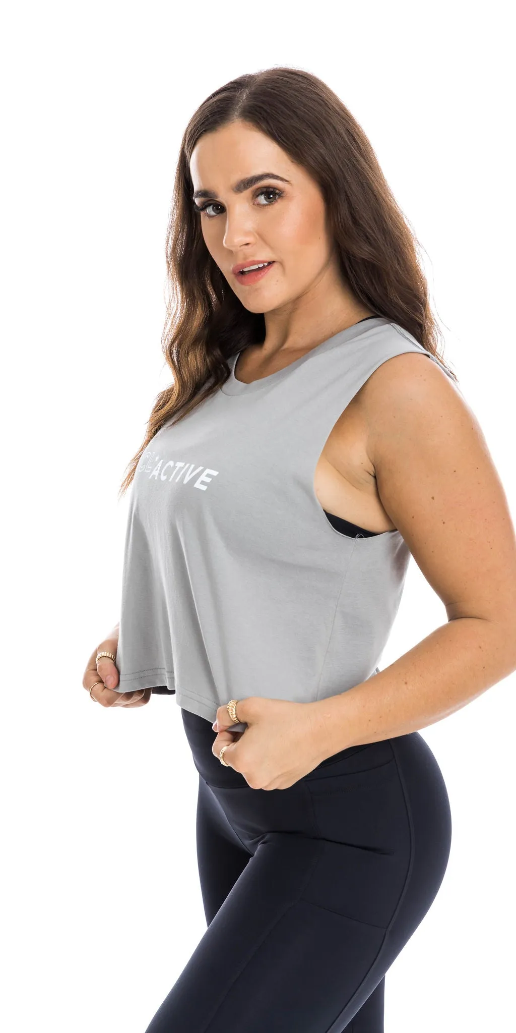Steel Grey CL Active Crop Tank