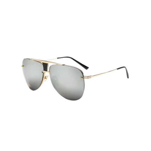 Streetwear Trapezoid Hollow Out Pilot Mirrored Sunglasses - Golden