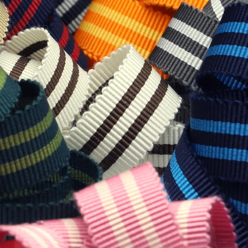 Stripe Grosgrain Ribbon #1 Off White & Caramel