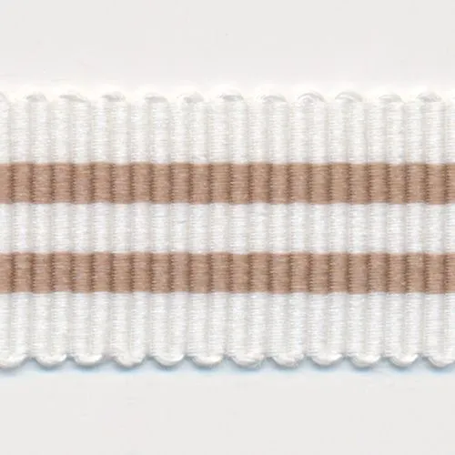 Stripe Grosgrain Ribbon #1 Off White & Caramel