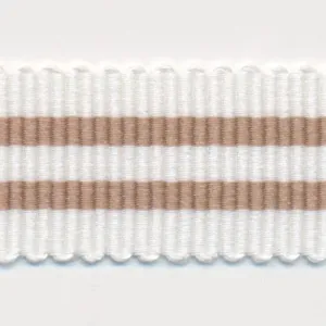 Stripe Grosgrain Ribbon #1 Off White & Caramel